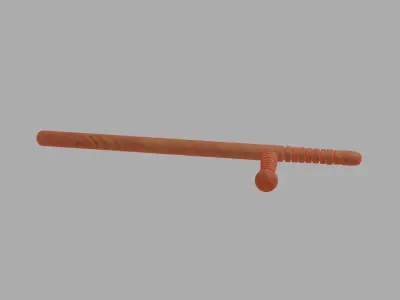 wooden police baton Low-poly 3D model