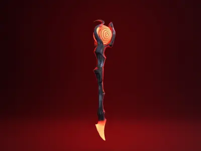 Fantasy Wizard Wand - Fire Version Low-poly 3D model