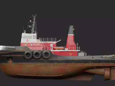 Harbour Tugboat Low-poly 3D model