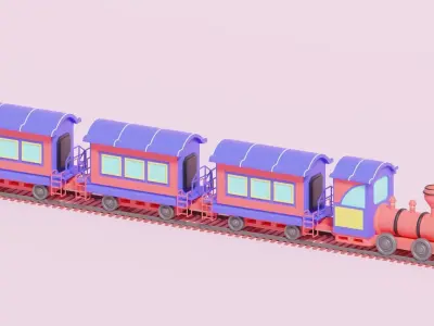 Cartoon Train 3D model