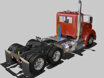 386 Day Cab Semi Truck 3D model