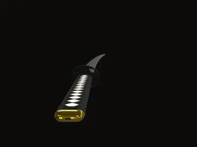 Katana samurai sword Low-poly 3D model 12