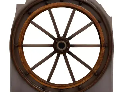 Rusty Iron Cart Wheel 3D Model 3D model