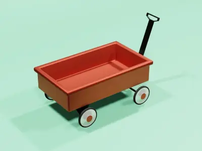 Children classic red wagon Free 3D model