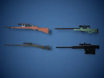 Lowpoly Sniper Guns  Low-poly 3D model