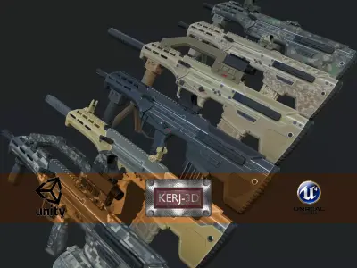 Modular Bullpup Rifle- Standard Variant   Low-poly 3D model