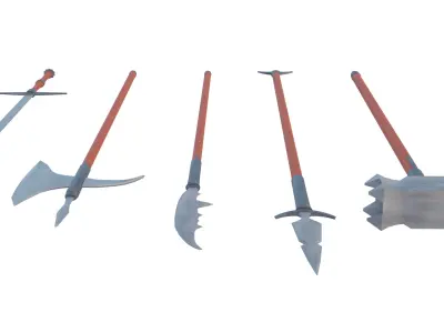 Lowpoly two handed melee pack Low-poly 3D model