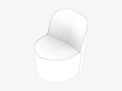 Sofa - Contemporary - Number - Chair E - Black Glides Low-poly 3D model