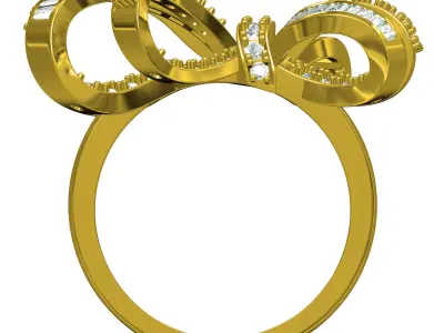 Antique Duette Style Knot Solitaire Ring 3D print model