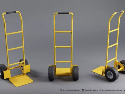 Hand Truck Cart - Lowpoly - 4k Textures Low-poly 3D model
