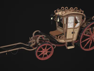 Vintage carriage Low-poly 3D model