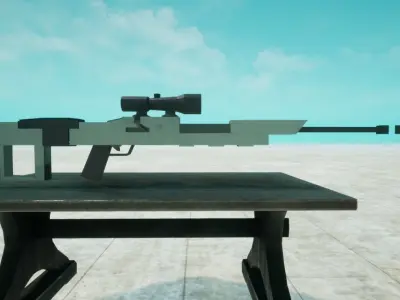 Lowpoly Sniper rifle on table Free low-poly 3D model