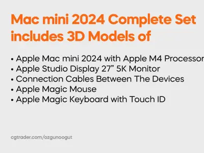 Mac mini 2024 Complete Set with Display Mouse and Keyboard 3D model