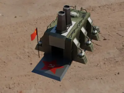 Low Poly Communist Party camp Free low-poly 3D model