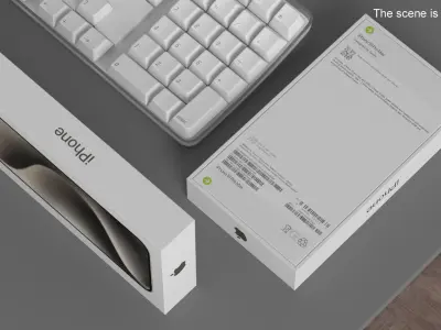 Apple iPhone 15 Pro Max Natural Titanium Packaging Box 3D model