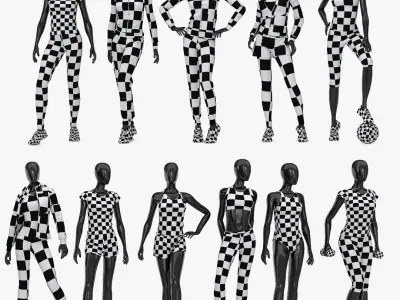 Female sport mannequin collection 3D model