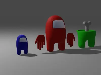 Among Us Low Poly Rigged Characters Low-poly 3D model
