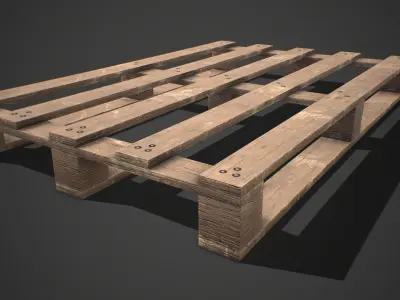 Low poly European Wood pallet 02 PBR Game Ready Free low-poly 3D model