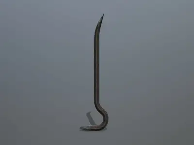 Crowbar long metal stick Low-poly 3D model