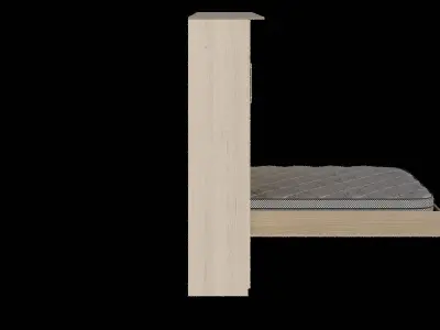 Beige Wood Wall Bed Low-poly 3D model