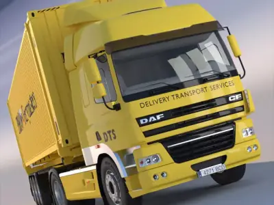 DAF CF85 with semitruck and ISO 45 ft container 3D model