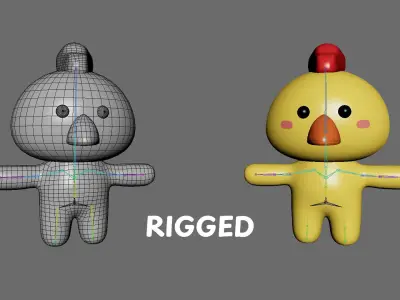 Chubby Chicken Animated for Games Low-poly 3D model