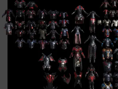 Fantasy SciFi collection Armors masks Hoods monsters 3D model
