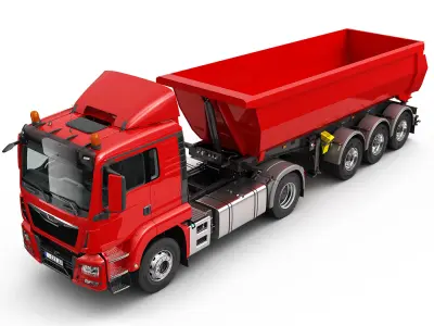 Truck 4X2 with Tipper Trailer 3D model