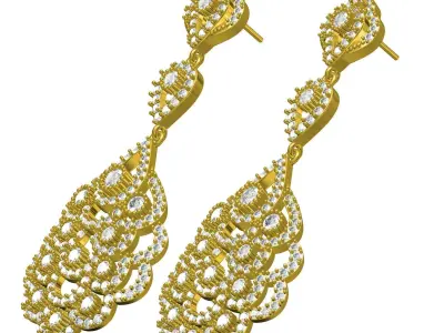 Antique Art Deco Diamond Stud Earring 3 3D print model