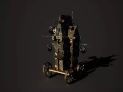 Low Poly Medieval Cart  Low-poly 3D model