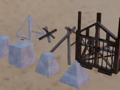 Antitank bundle Low-poly 3D model