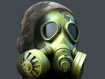 helmet Gas mask 3d model military combat Low-poly Low-poly 3D model