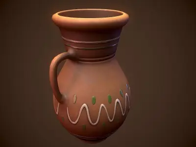 Stylized Traditional Ukrainian Pottery - Low-poly Game-ready PBR Low-poly 3D model