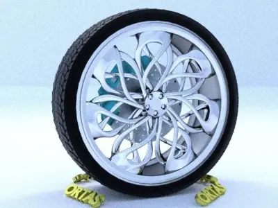 ORTAS CAR RIM 16 GAME READY RIM TIRE AND DISC 3D model