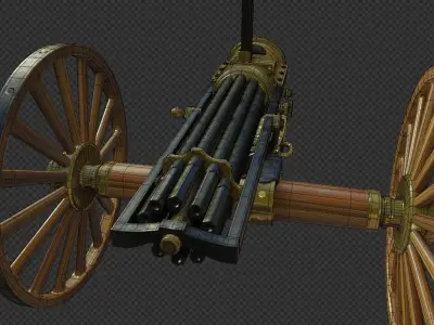 Gatling Gun Low-poly 3D model get