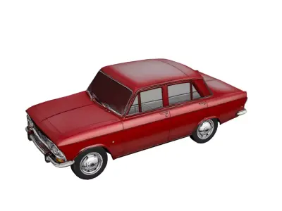 Moskvitch 412 1972 Low Poly Classic Sedan Car Model Low-poly 3D model