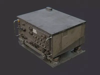 Vintage military radio unit with weathered casing Low-poly 3D model