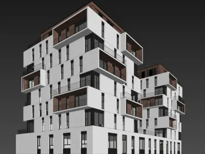 Modern residential building 5(1) 3D model
