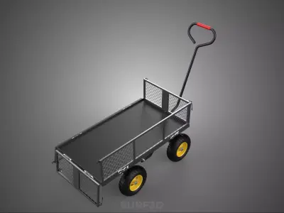 REMOVABLE MESH SIDE PANEL TROLLEY CART WAGON DOLLY UTILITY FOLD 3D model