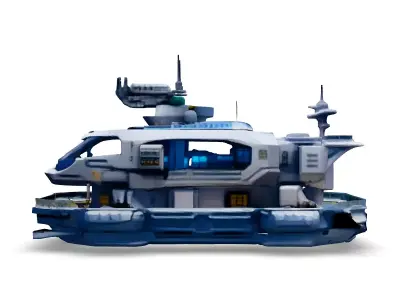 SciFi Futuristic Landing Ship Model Low-poly 3D model