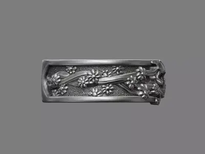 Gothic floral skull band ring  3D print model