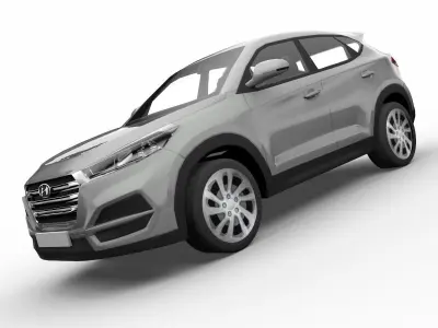 Hyundai Tucson  SUV with interior low poly Low-poly 3D model