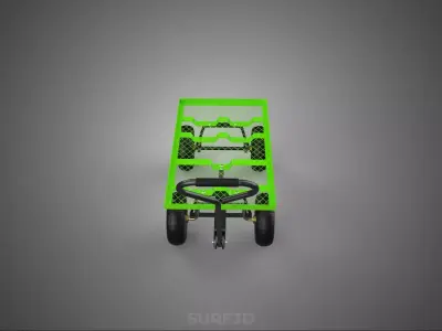 PLATFORM TRUCK MESH BASE FOUR PUNCTURE PROOF WHEELS CART TROLLEY 3D model