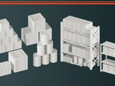 Low Poly Factory Equipment 3D model
