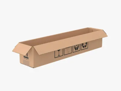Cardboard Box 50x10x10 Open 3D model