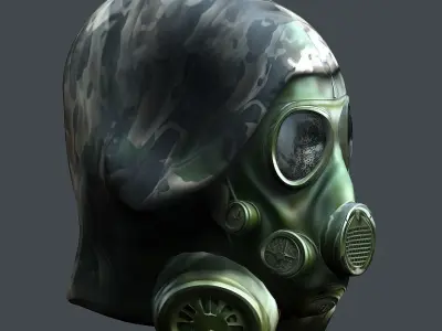 Gas mask helmet 3d model military combat Low-poly Low-poly 3D model 11