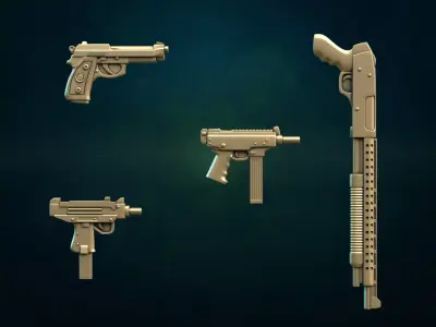 Wepons guns charms 3D Model Pack