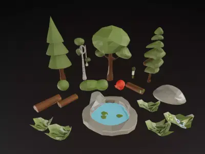 Stylized Low Poly Forest Pack - Game-Ready Nature Assets 3D model