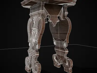 Exquisite Mahogany Carved Wood Stool Low-poly 3D model