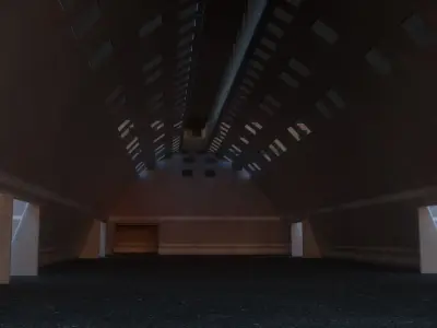 Hall industrial Low-poly 3D model
